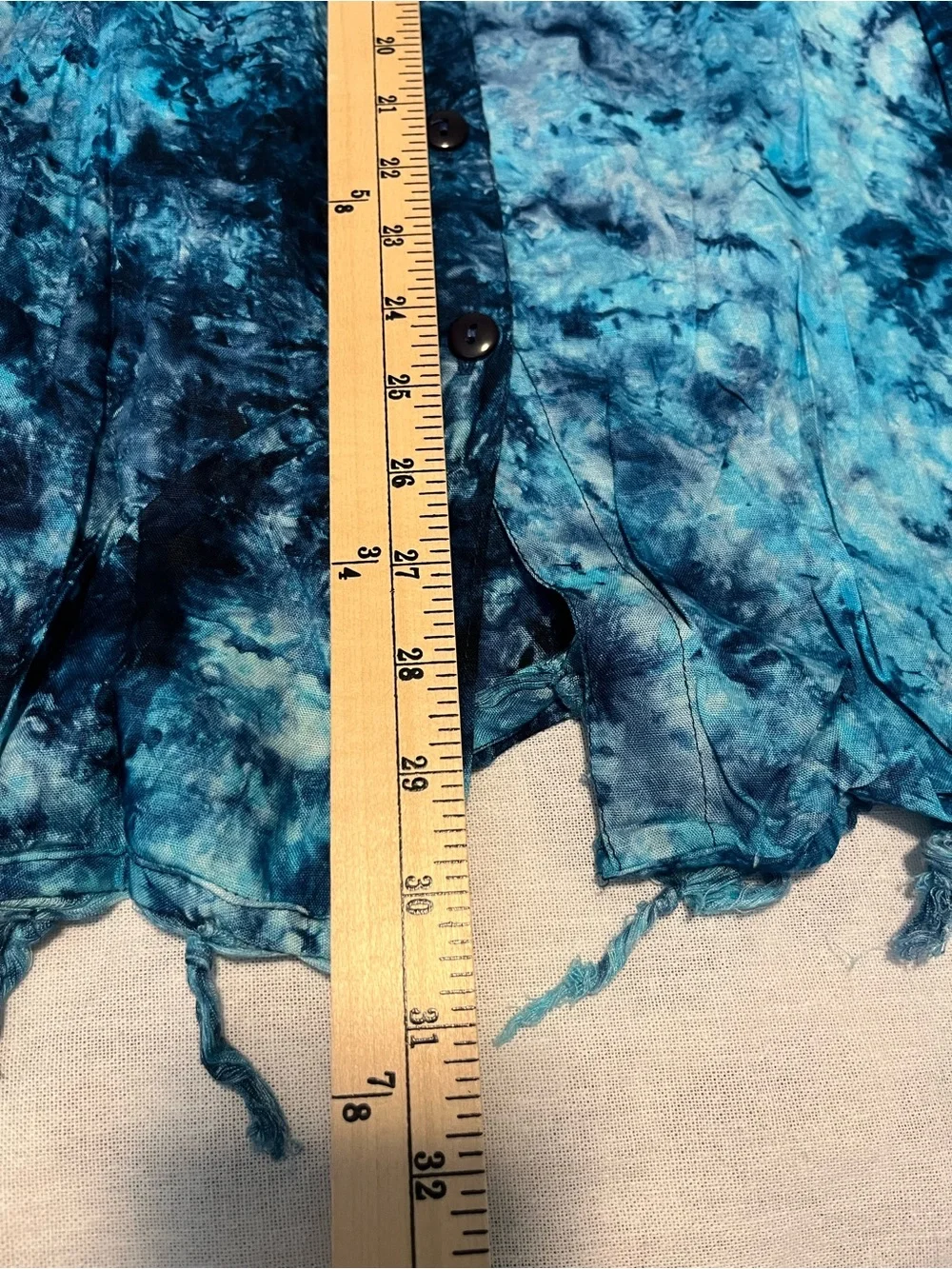 Tie-Dye Button Front Sleeveless Top Swim Cover 3X Raw Hem Tie Back Boho Resort - Picture 7 of 11